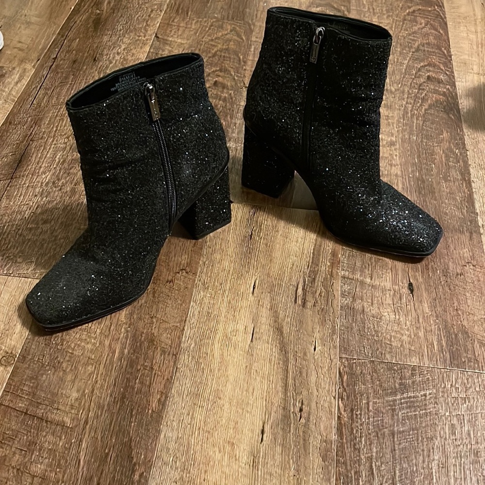 Jessica Simpson Black Sparkly Heeled Booties